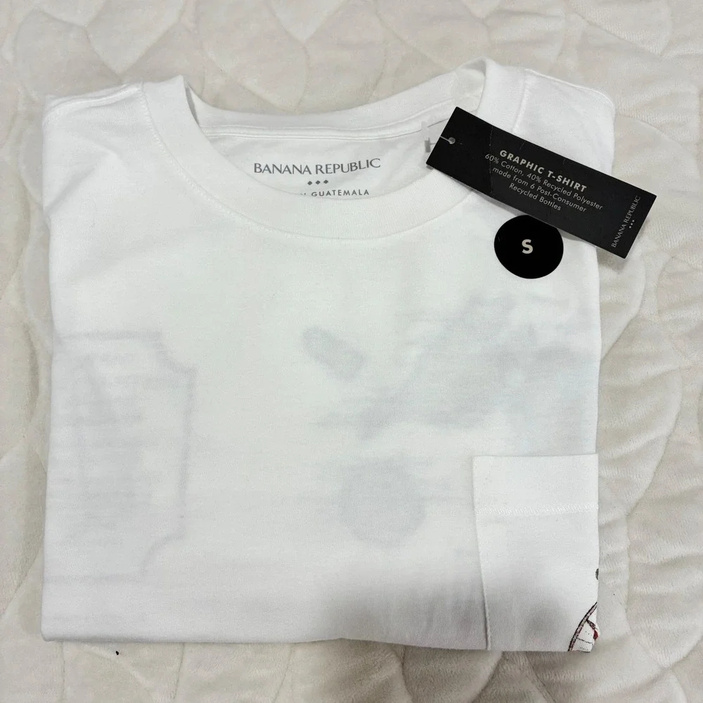 NWT Banana Republic Graphic T-Shirt Map Print‎ Short Sleeve Crew Neck Tee Small